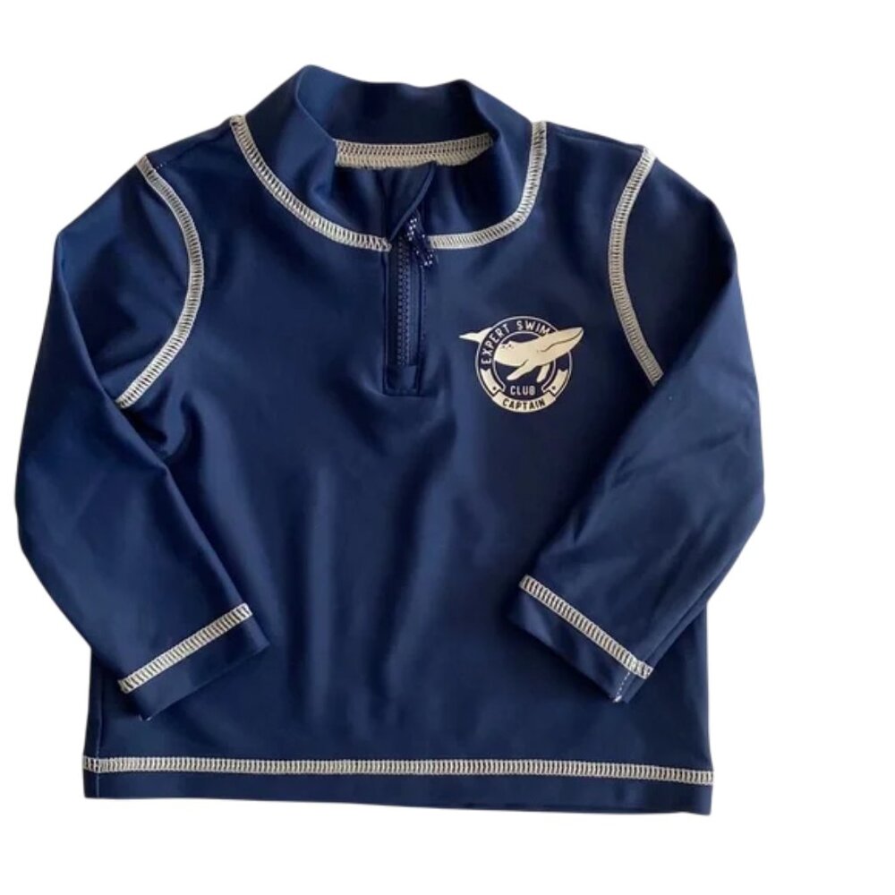 Carter's Long Sleeve Rashguard Navy Blue Expert Swim Captain Club size 6 Months